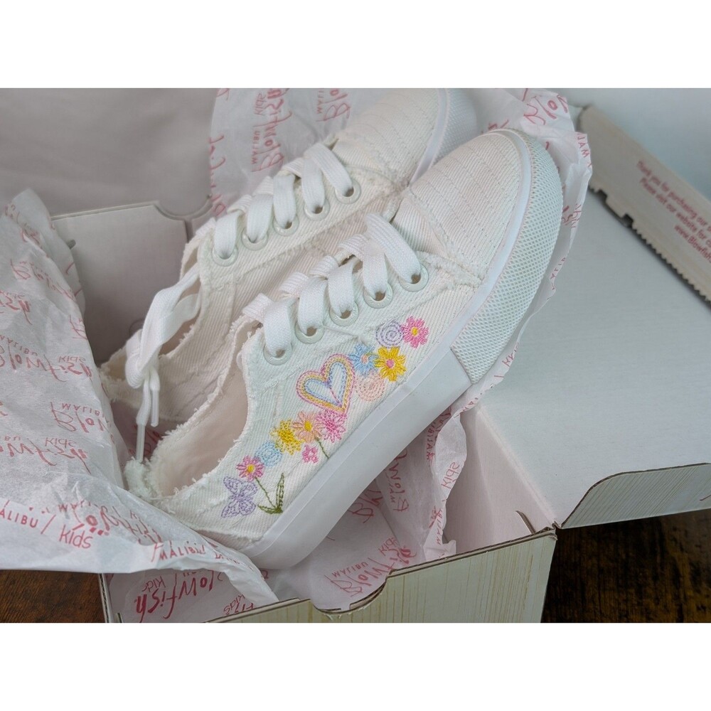 Blowfish Malibu Kids Vivid 2-K  Casual Skater Tie Sneaker Girls Size 1M Wht Past